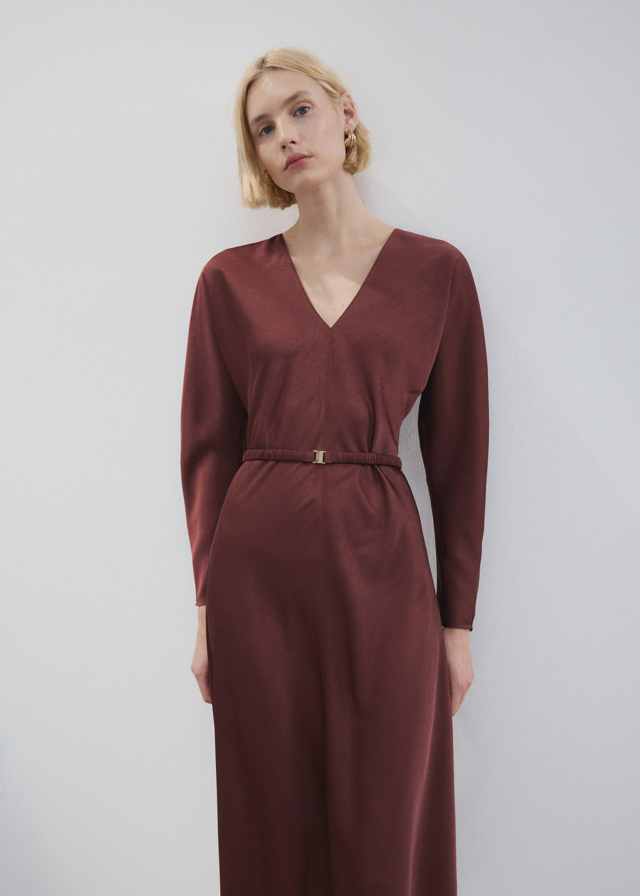 Belted V-neck dress - Medium plane