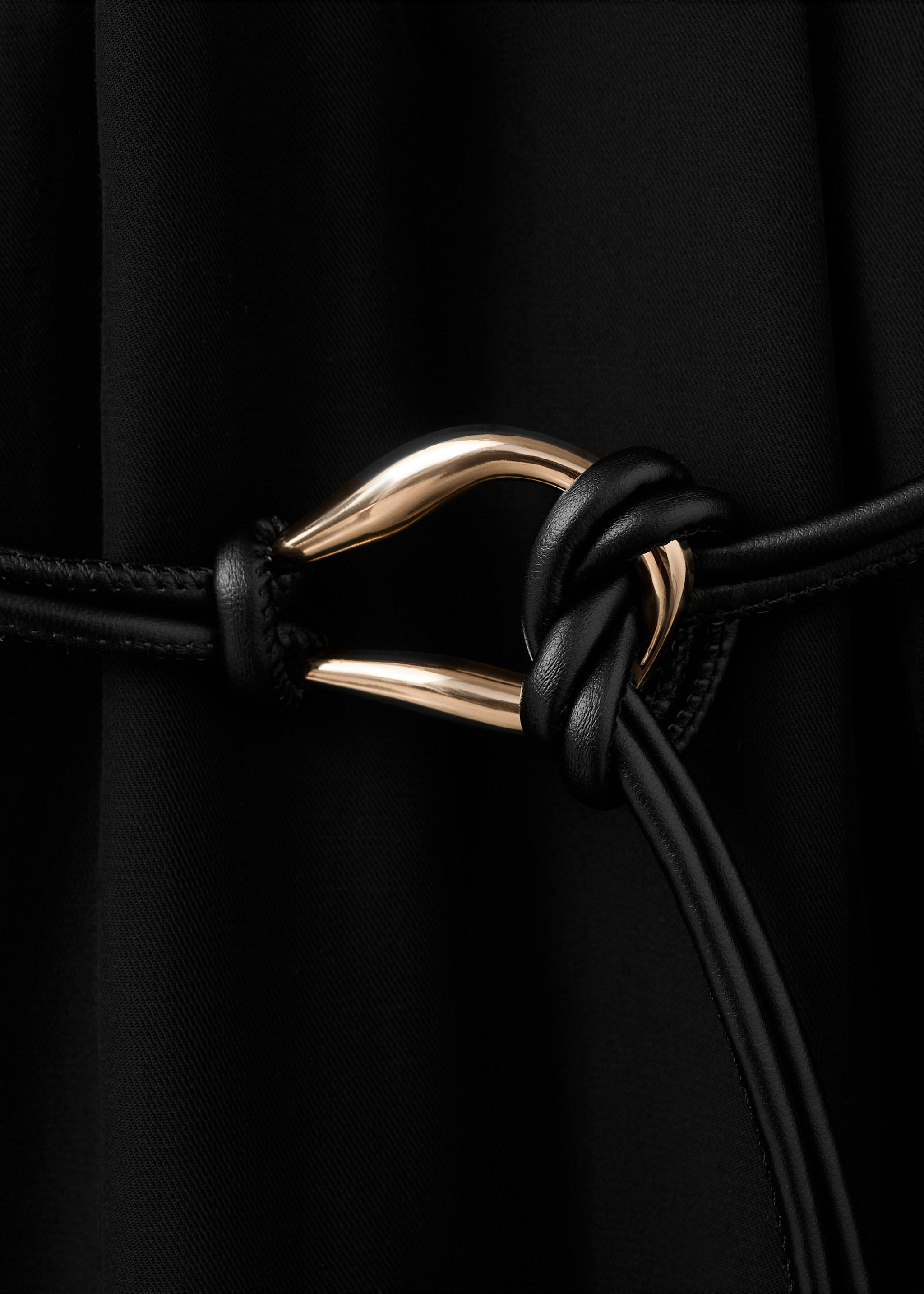 Lyocell dress with belt - Details of the article 8, Black. Ref: 27024086-00.