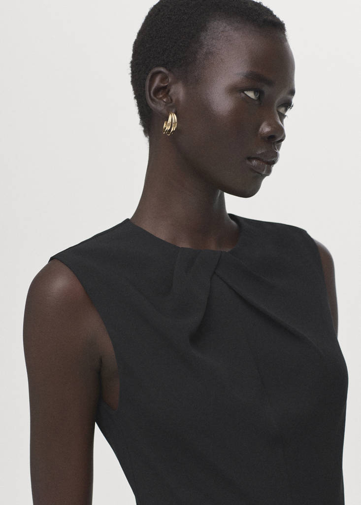 Jumpsuit with draped detail belt — Black