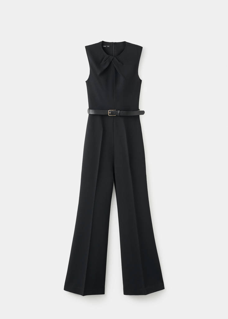 Jumpsuit with draped detail belt — Black