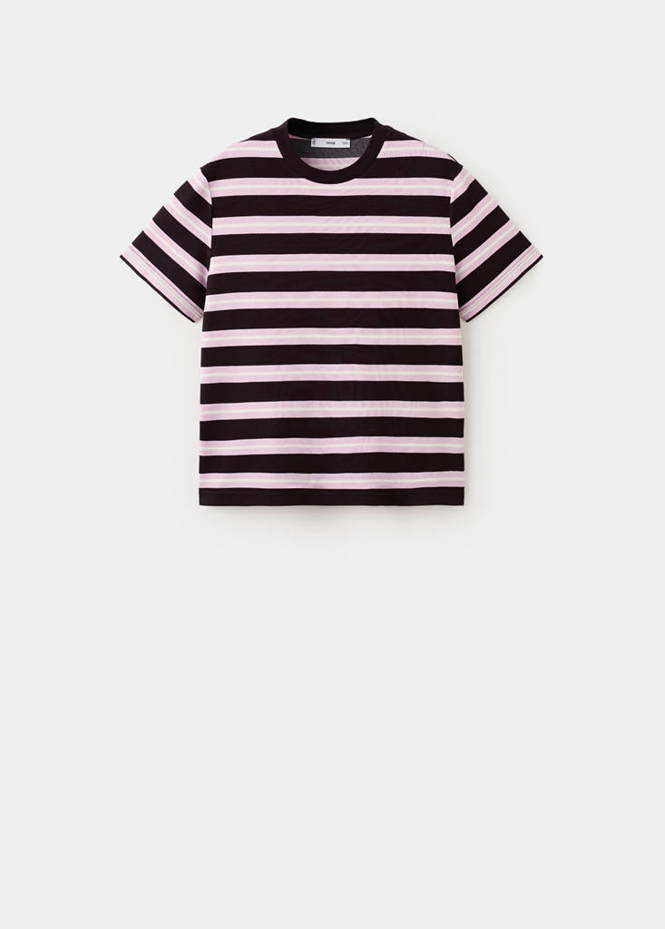 Striped short-sleeved t-shirt — Brown