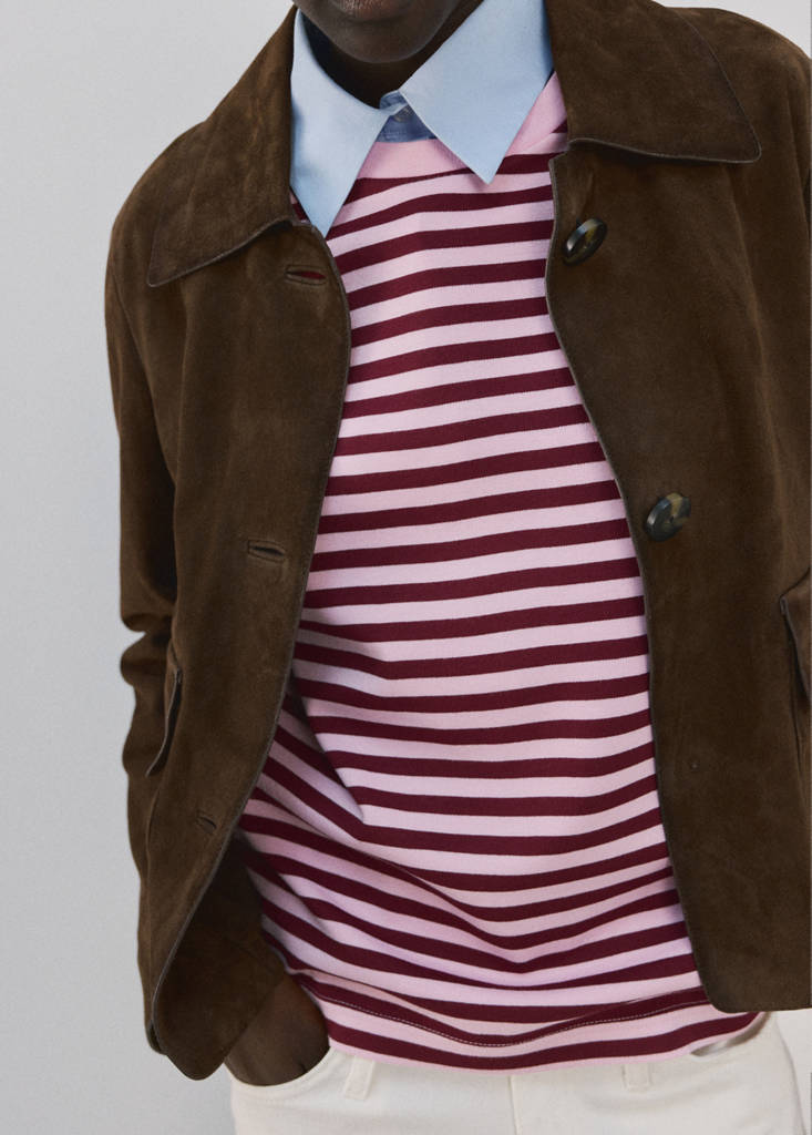 Striped short-sleeved t-shirt — Pastel Pink