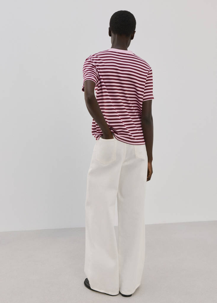 Striped short-sleeved t-shirt — Pastel Pink