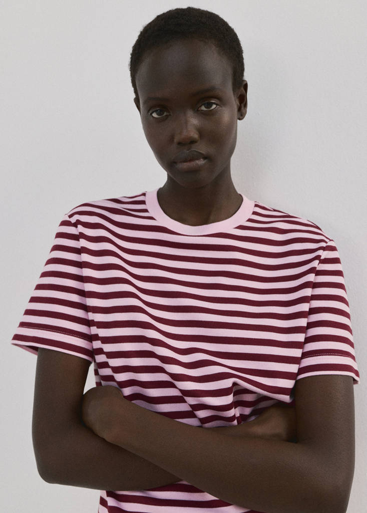 Striped short-sleeved t-shirt — Pastel Pink