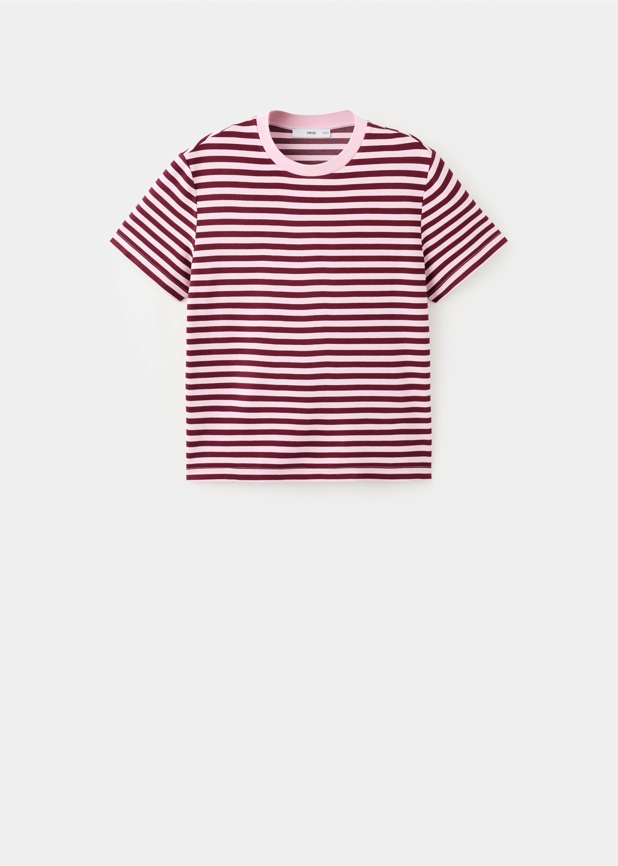 T-shirt manches courtes rayures - Article sans modèle, Rose pastel. Ref: 27024088-00.