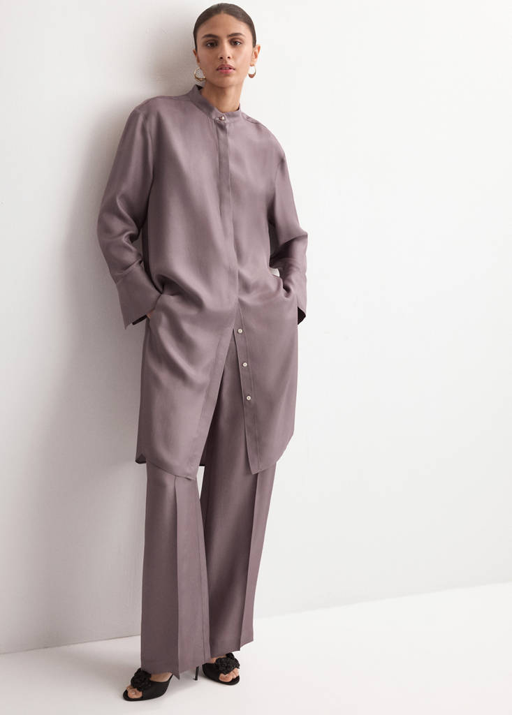 Straight mid-rise trousers — Pastel Pink