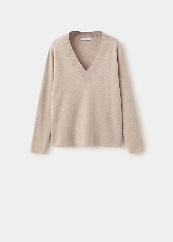 V-neck knit sweater — Light/Pastel Grey