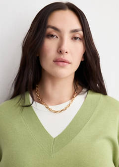 V-neck knit sweater — Green 6