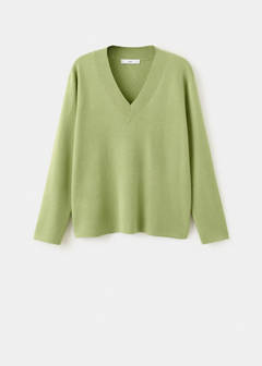 V-neck knit sweater — Green 8