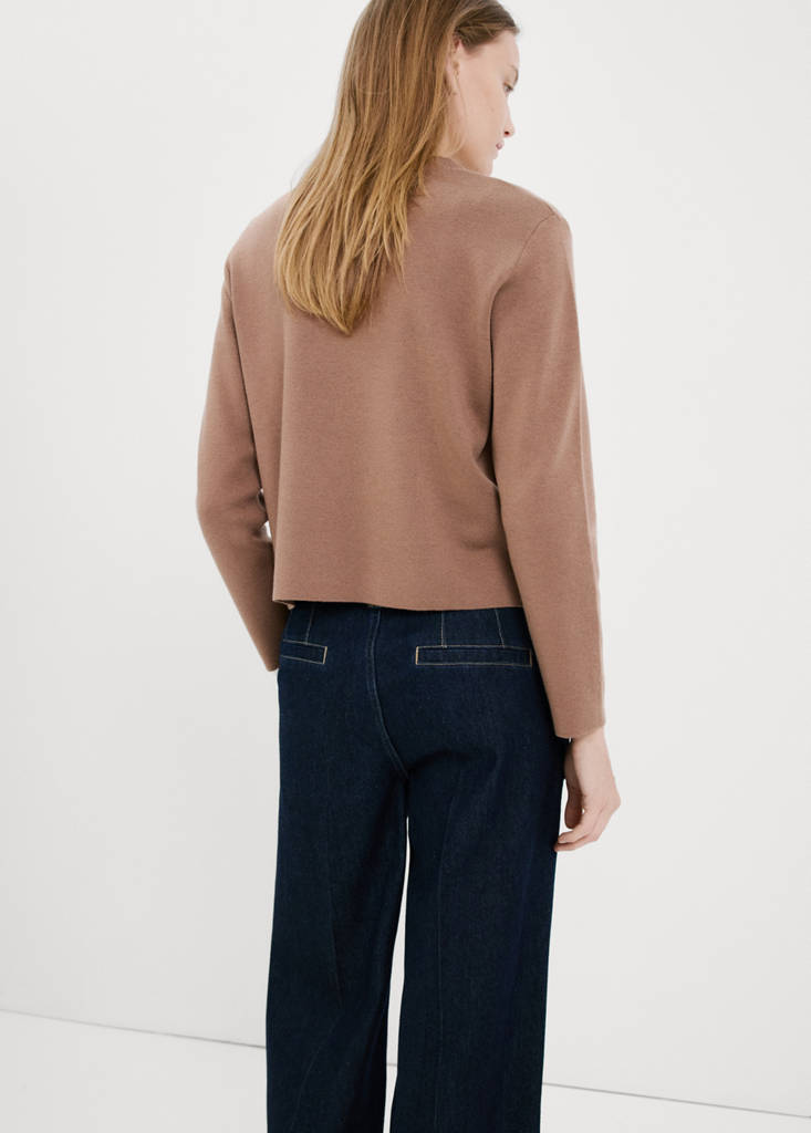 Round-neck knitted sweater — Medium Brown
