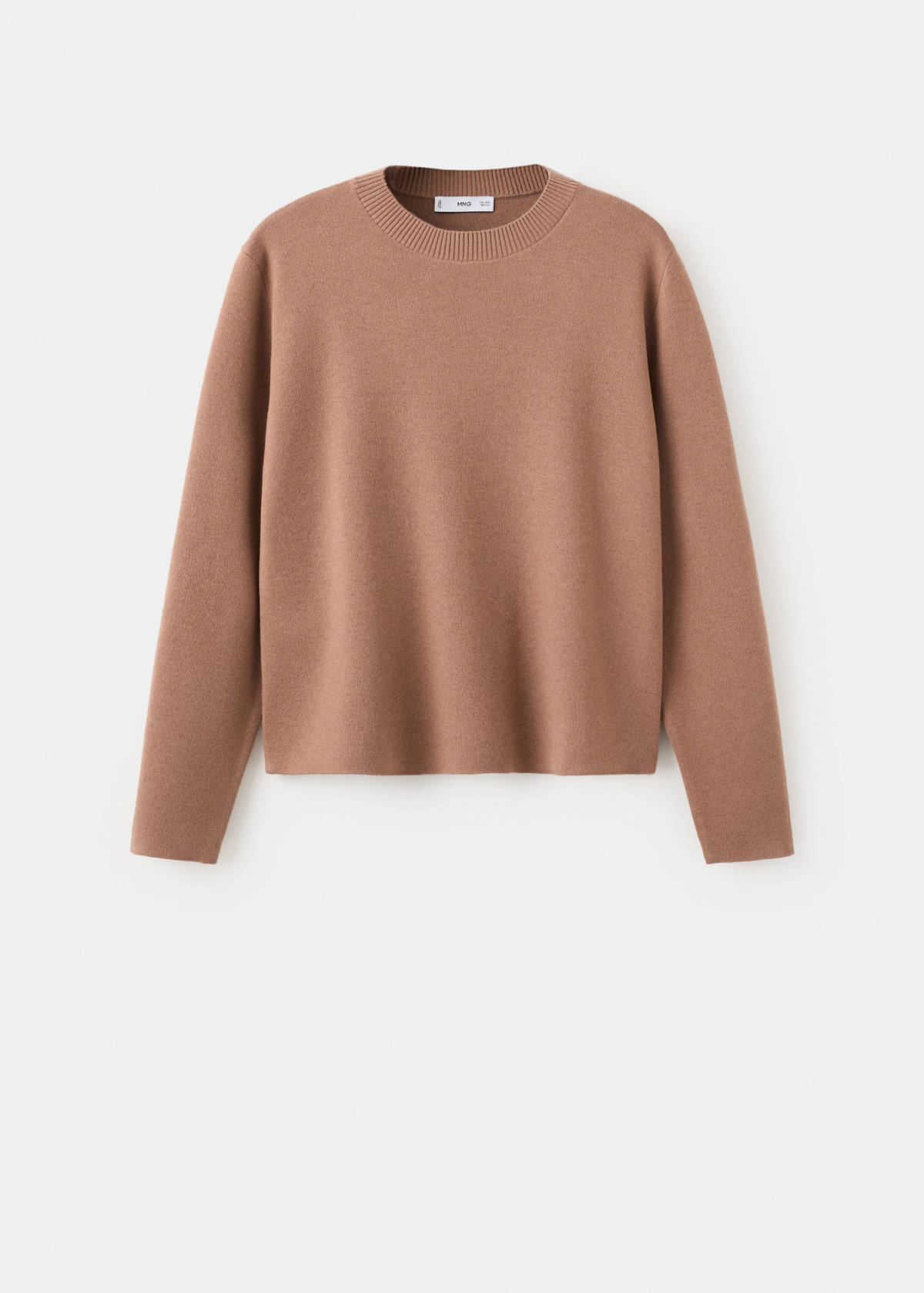 Round-neck knitted sweater — Medium Brown