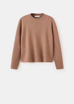 Round-neck knitted sweater — Medium Brown 6