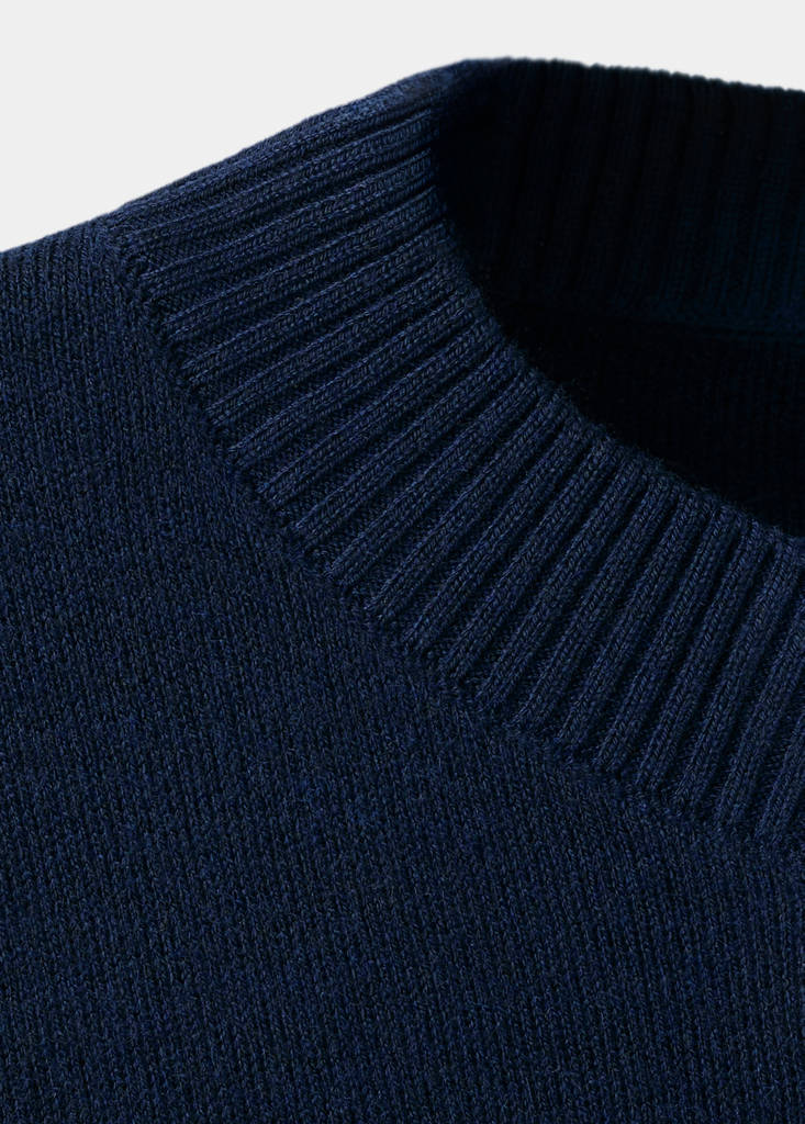 Round-neck knitted sweater — Dark Navy