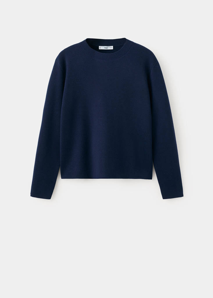 Round-neck knitted sweater — Dark Navy