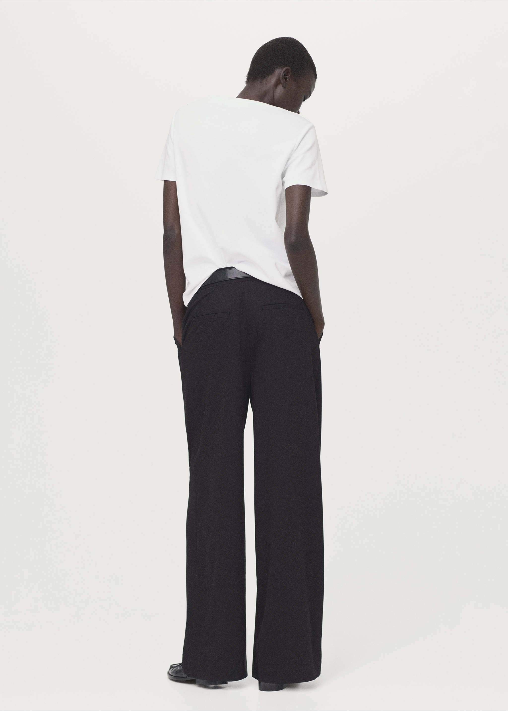 T-shirt coton col en V - Verso de l’article, Blanc. Ref: 27024092-00.