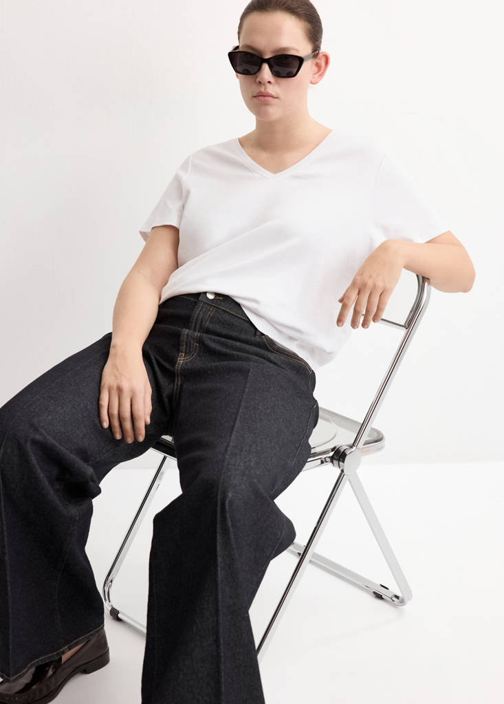 V-neck cotton T-shirt — White