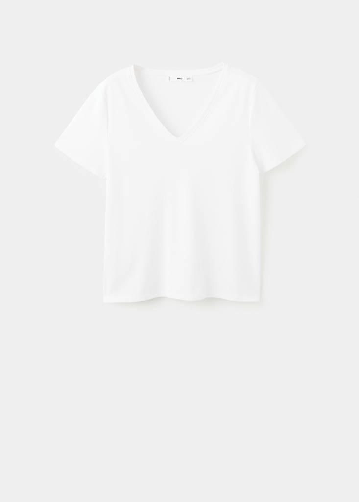 V-neck cotton T-shirt — White