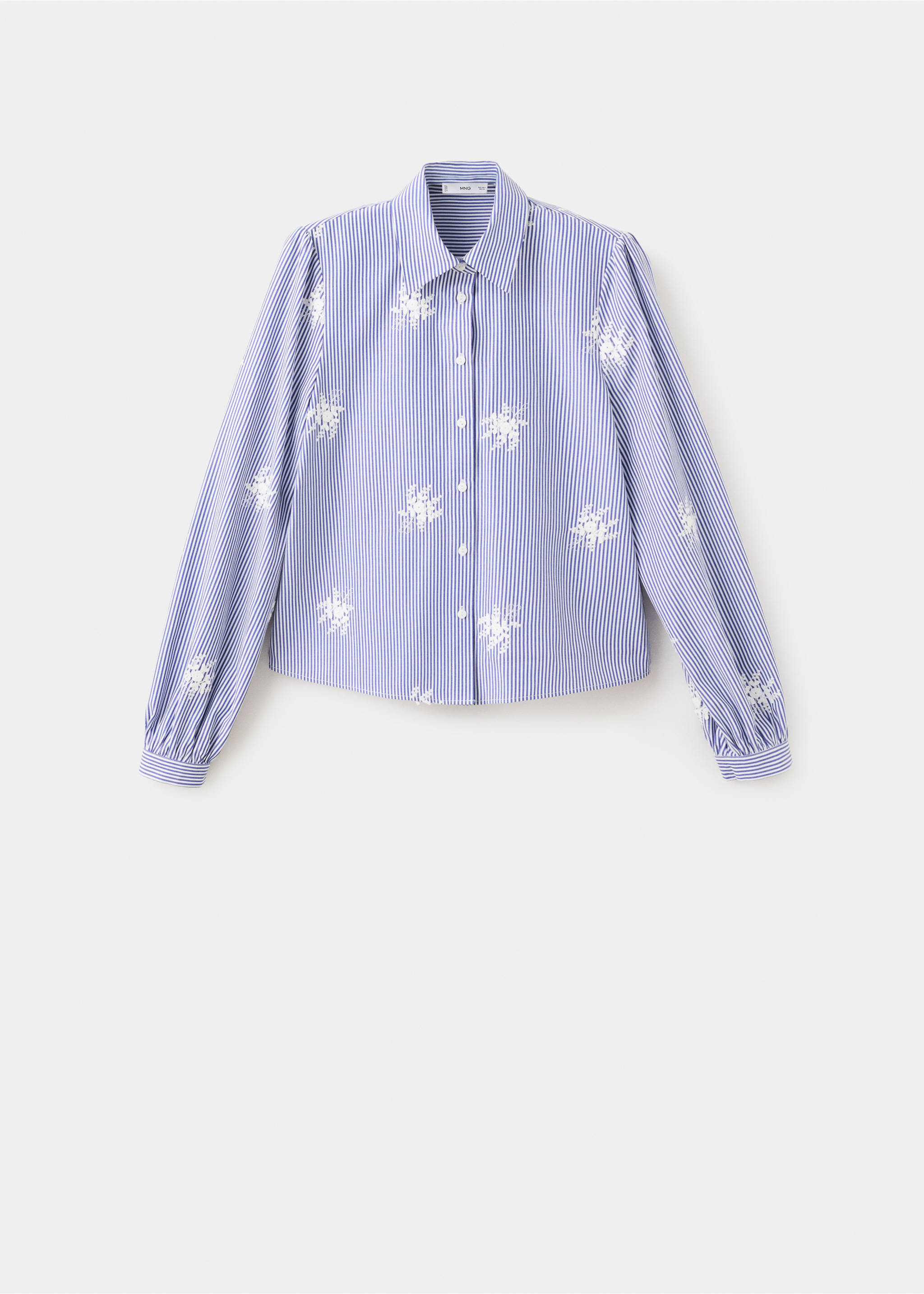 Embroidery striped shirt - Article without model, Sky Blue. Ref: 27024093-00.