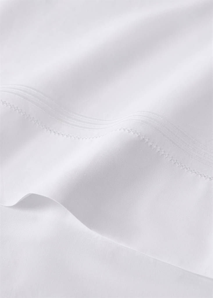 Top sheet in percale cotton with hemstitch for a 90cm bed — White