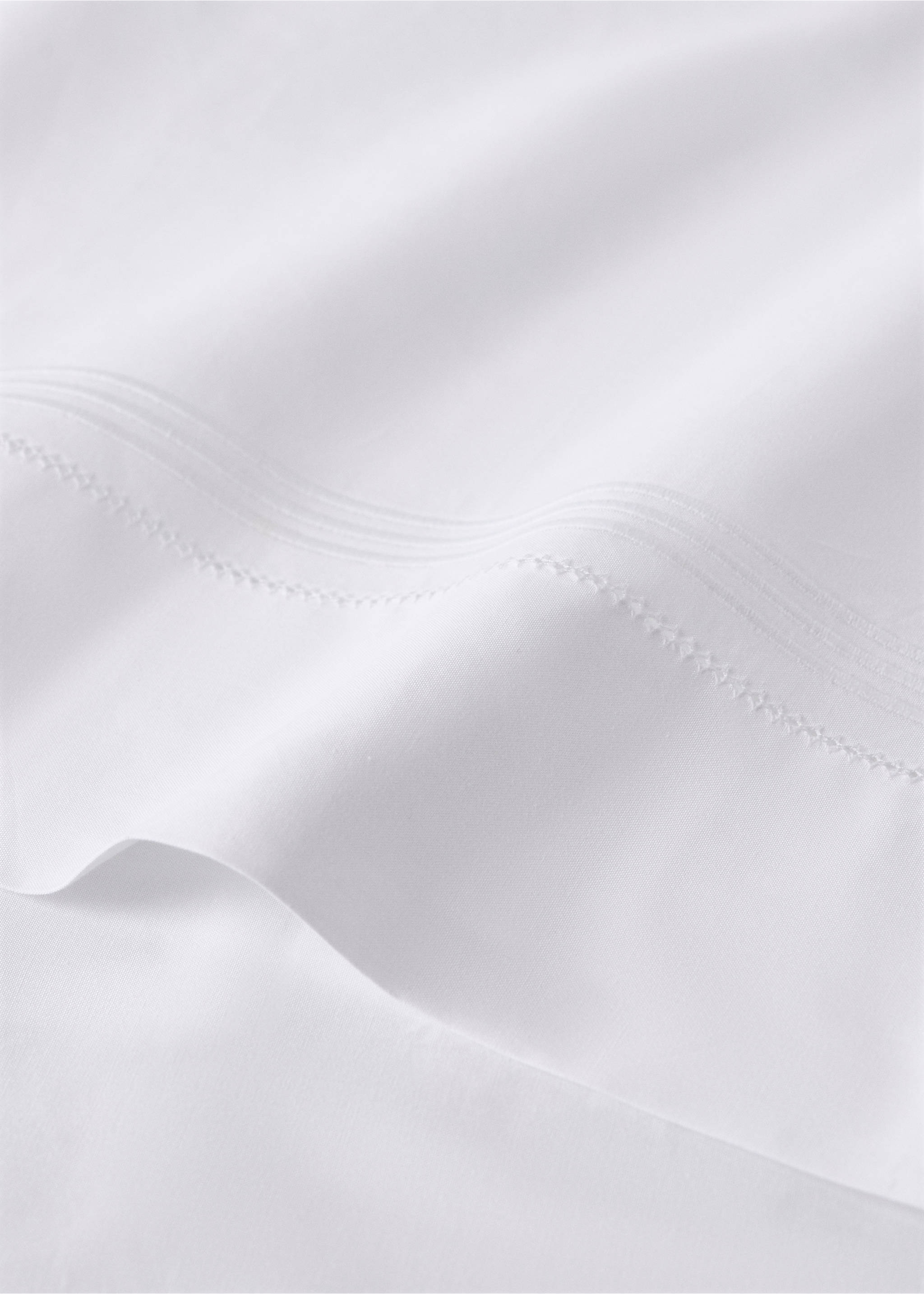 Top sheet in percale cotton with hemstitch for a 90cm bed - Details of the article 1, White. Ref: 27024094-00.