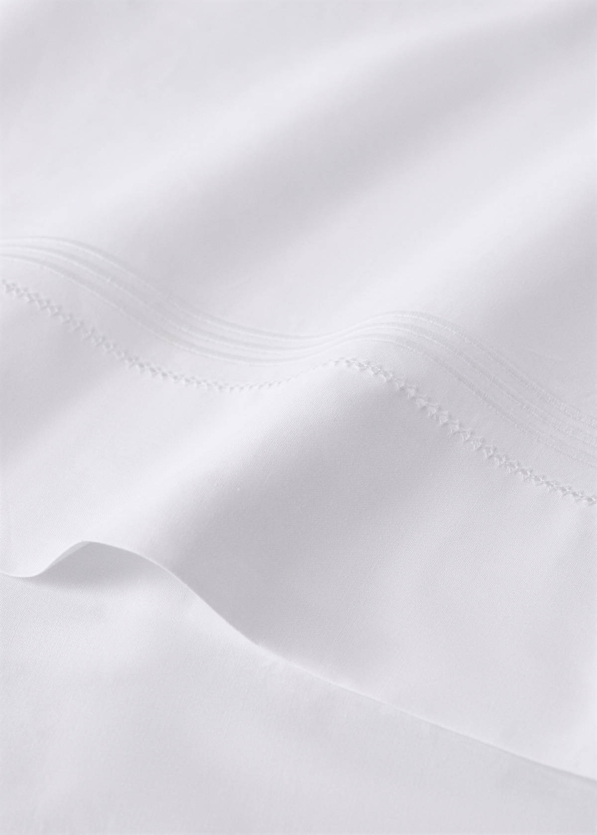 Top sheet in percale cotton with hemstitch for a 90cm bed — White