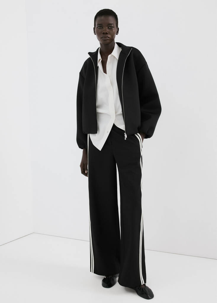 MANGO - Pantalon combiné rayures noir - XL