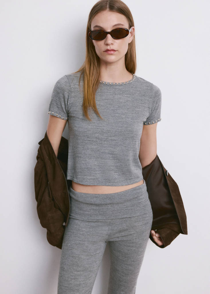Studded knitted sweater — Medium Heather Grey