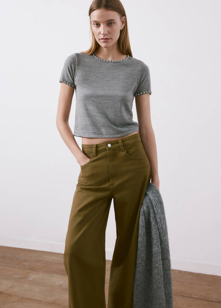 Studded knitted sweater — Medium Heather Grey