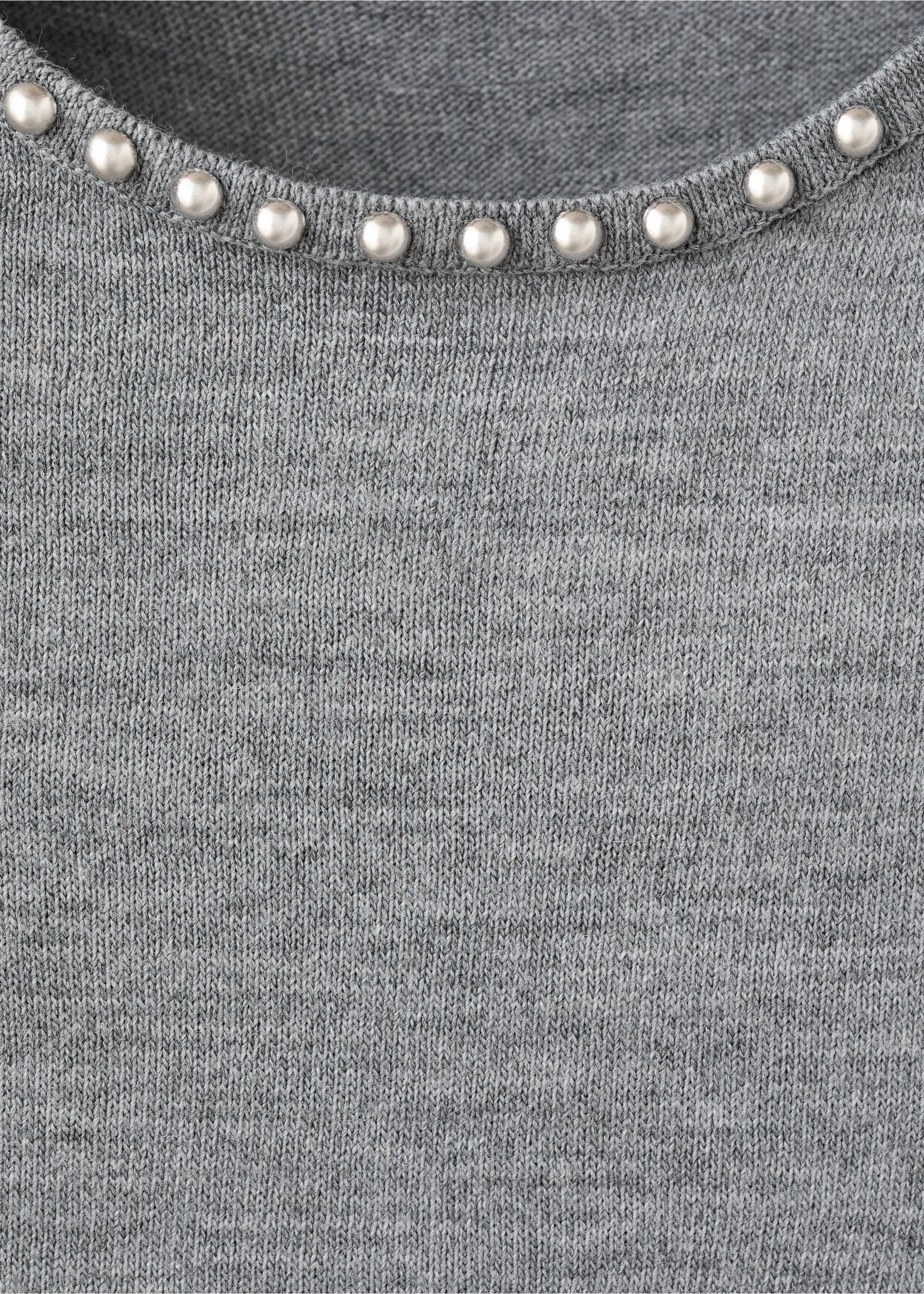 Studded knitted sweater - Details of the article 8, Medium Heather Grey. Ref: 27024098-00.