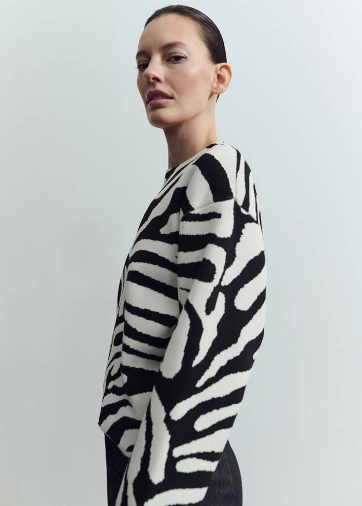 Zebra print knitted jumper — Black