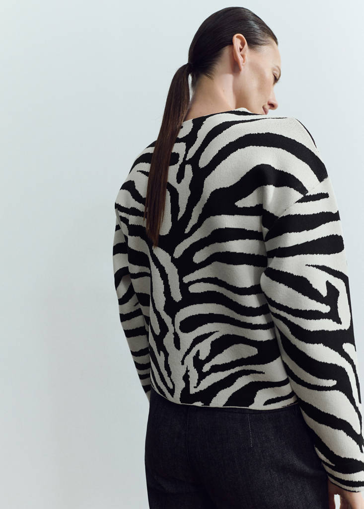 Zebra print knitted jumper — Black