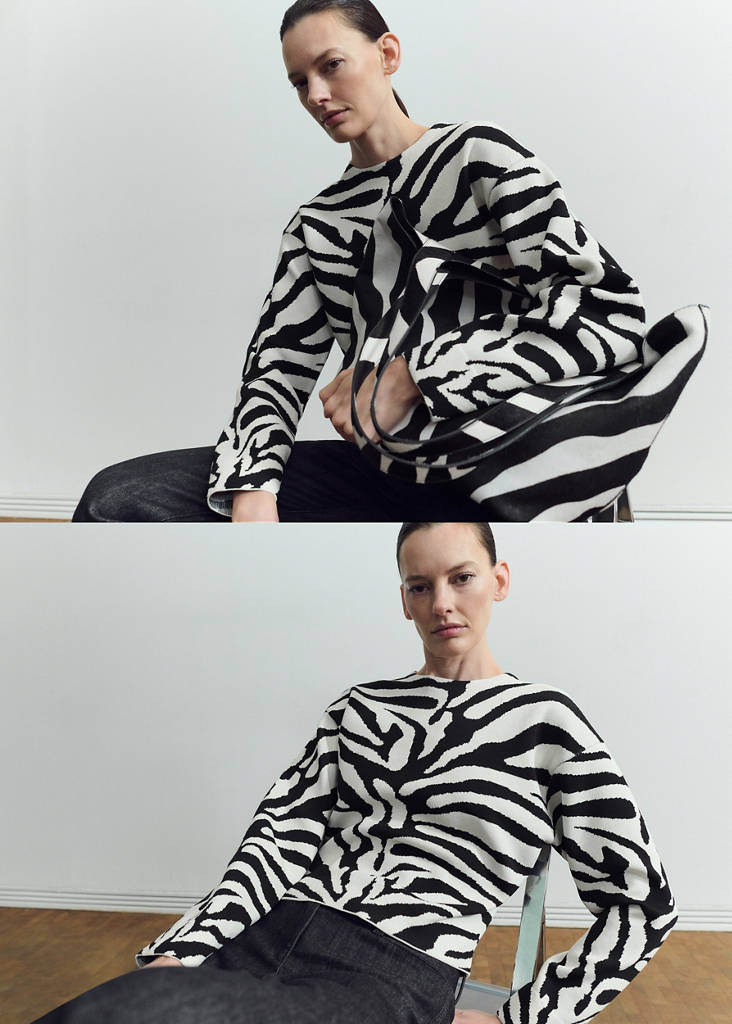Zebra print knitted jumper — Black