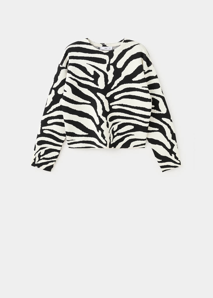 Zebra print knitted jumper — Black