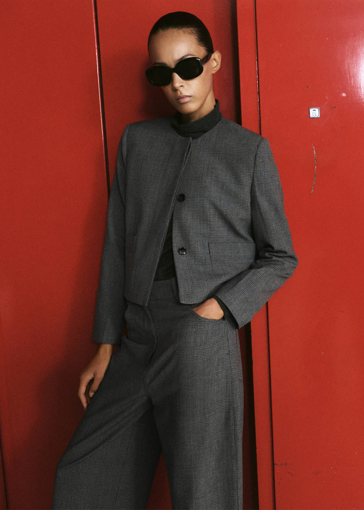 Crop suit blazer — Grey