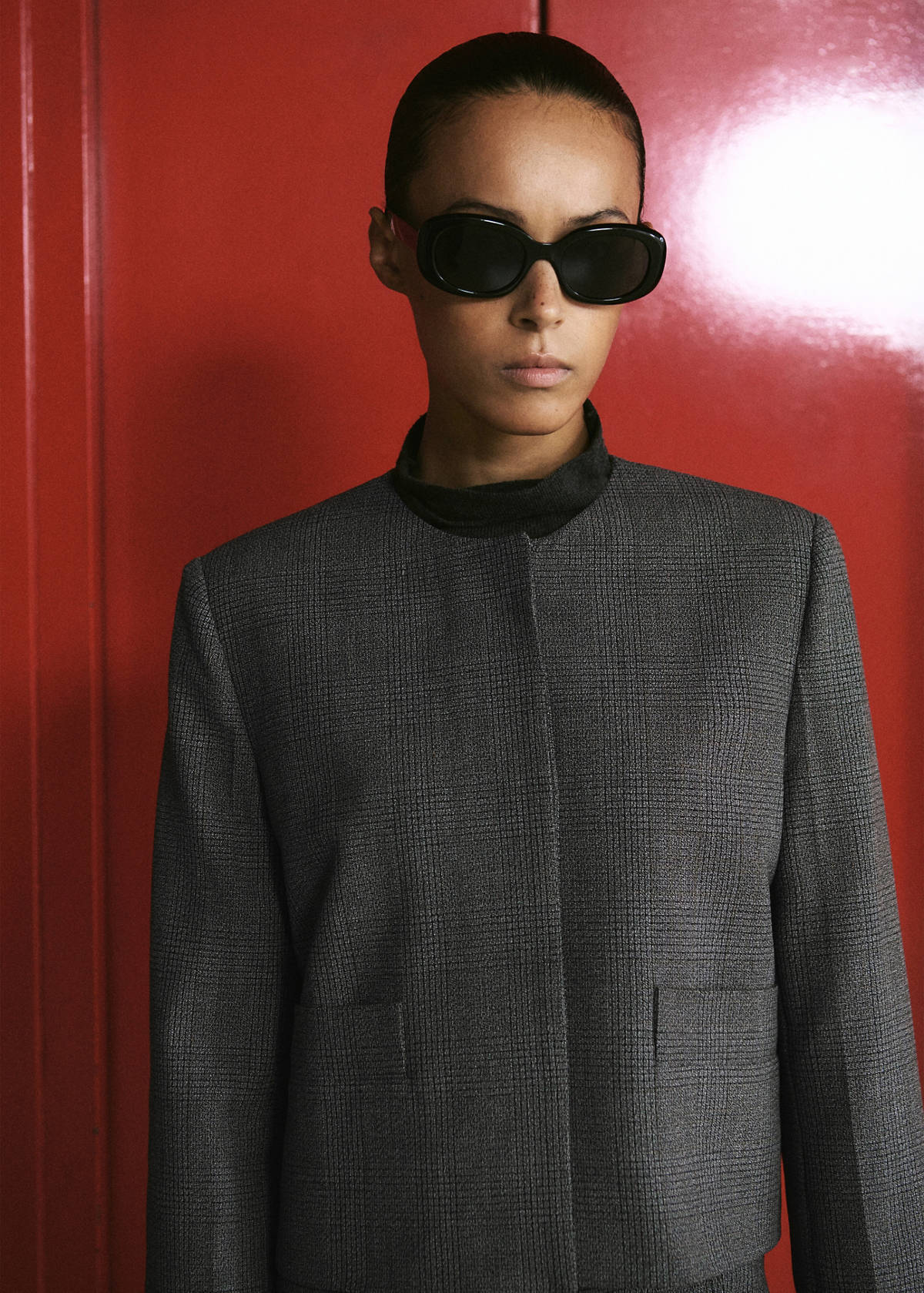 Crop suit blazer — Grey
