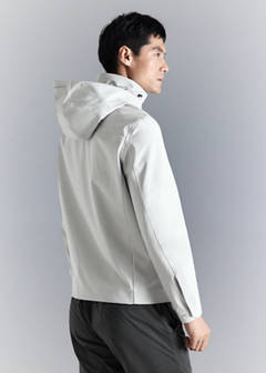 Water-repellent bomber jacket with detachable hood — Ice Grey 3