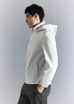 Water-repellent bomber jacket with detachable hood — Ice Grey 5