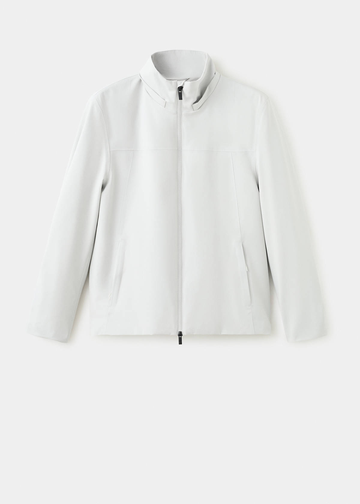 Water-repellent bomber jacket with detachable hood — Ice Grey