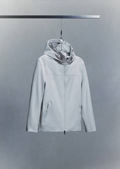 Water-repellent bomber jacket with detachable hood — Ice Grey 10