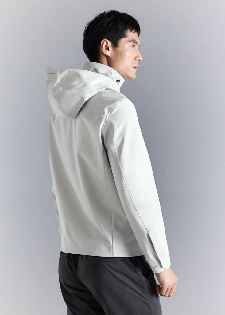 Water-repellent bomber jacket with detachable hood — Ice Grey