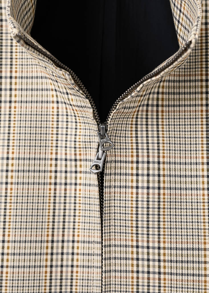 Prince of Wales check jacket with funnel neck — Grey