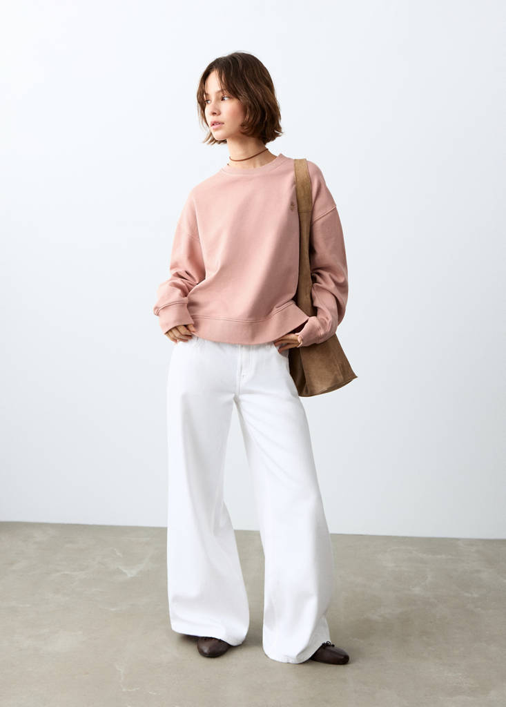 Printed cotton sweatshirt — Peach