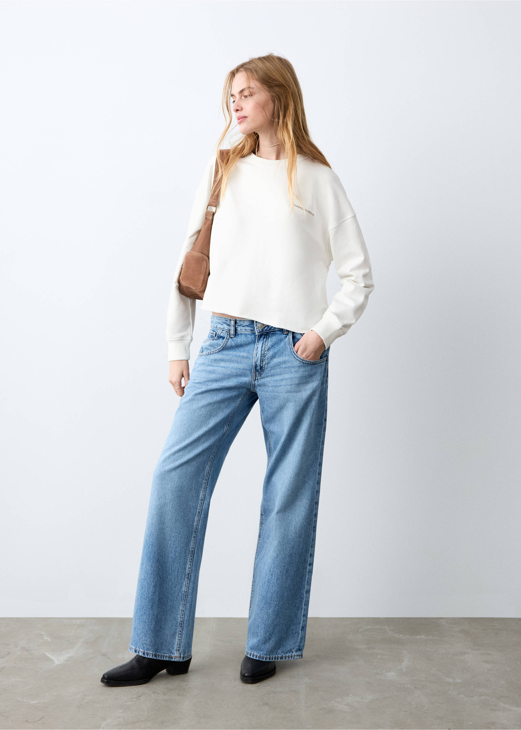 Sweat-shirt coton imprimé - Plan général, Blanc cassé. Ref: 27024417-00.