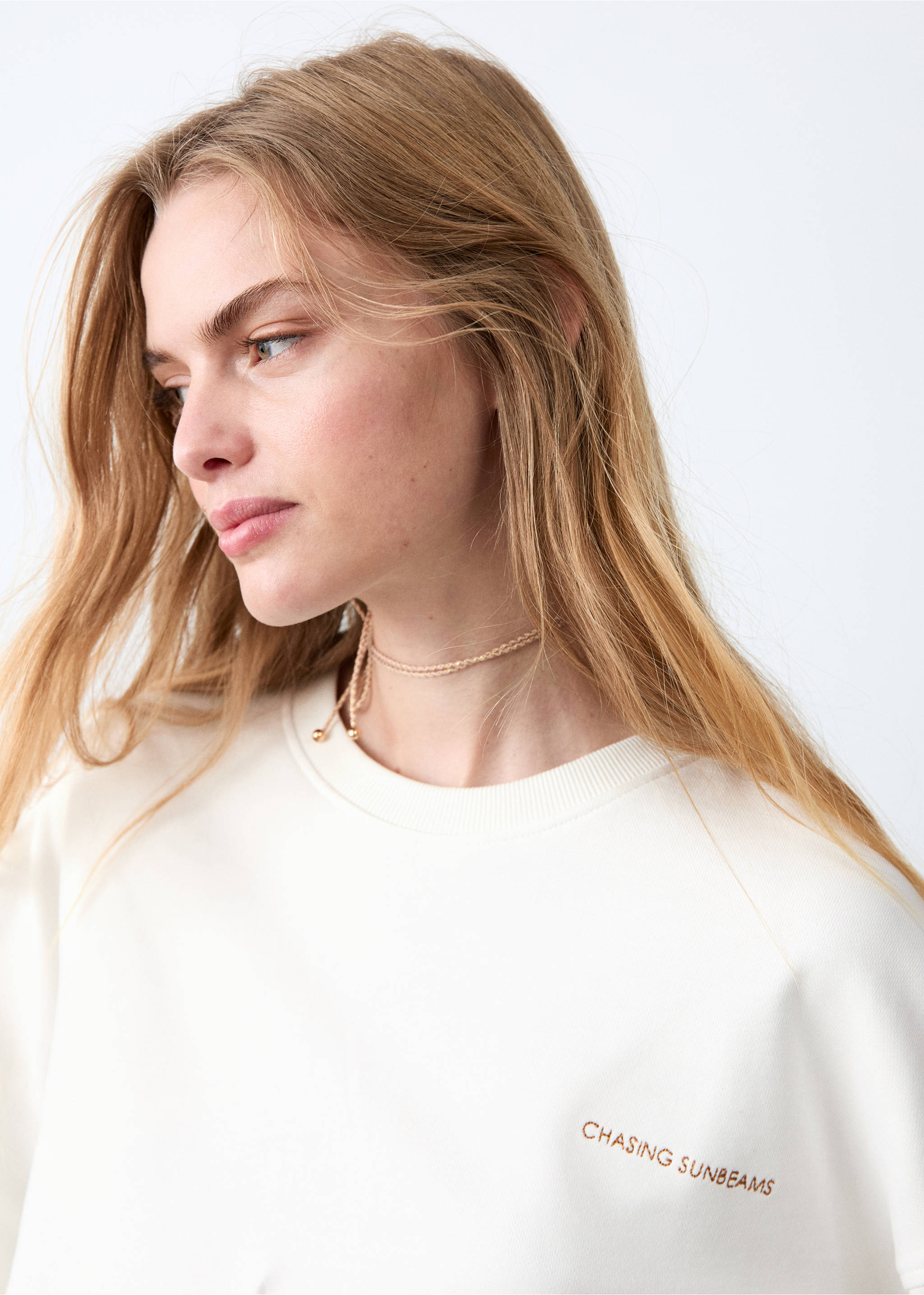 Sweat-shirt coton imprimé - Détail de l'article 1, Blanc cassé. Ref: 27024417-00.