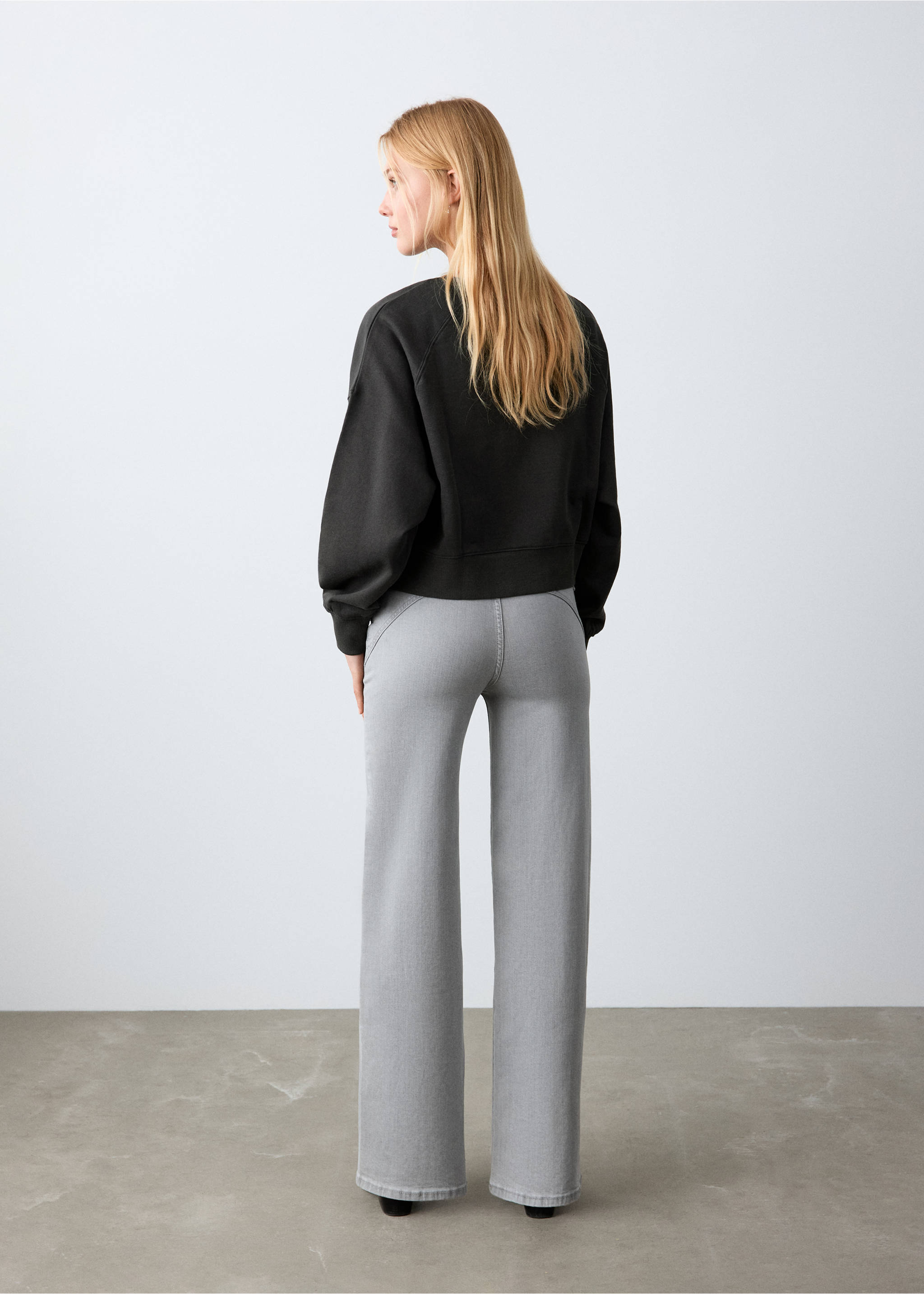 Sweat-shirt crop coton - Verso de l’article, Gris anthracite. Ref: 27024418-00.