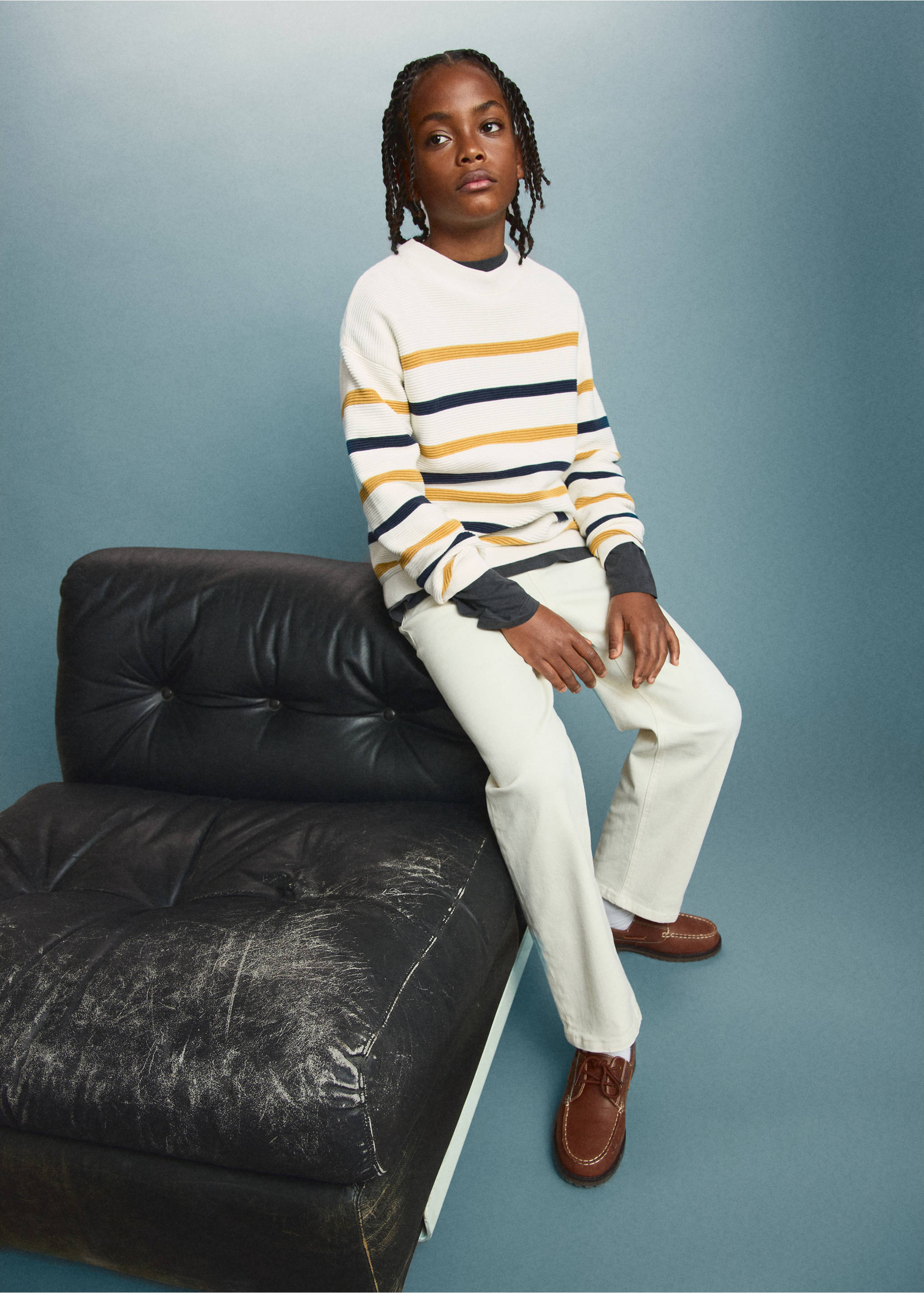 Jersey algodón rayas - Plano general, Mostaza. Ref: 27024419-00.