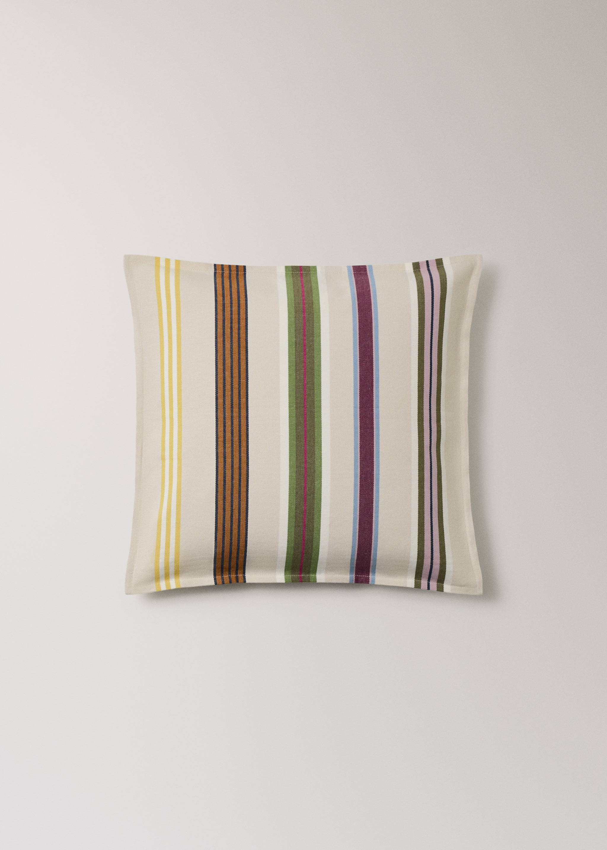 Multi-stripe cotton cushion cover with flange 50x50 cm - Article without model