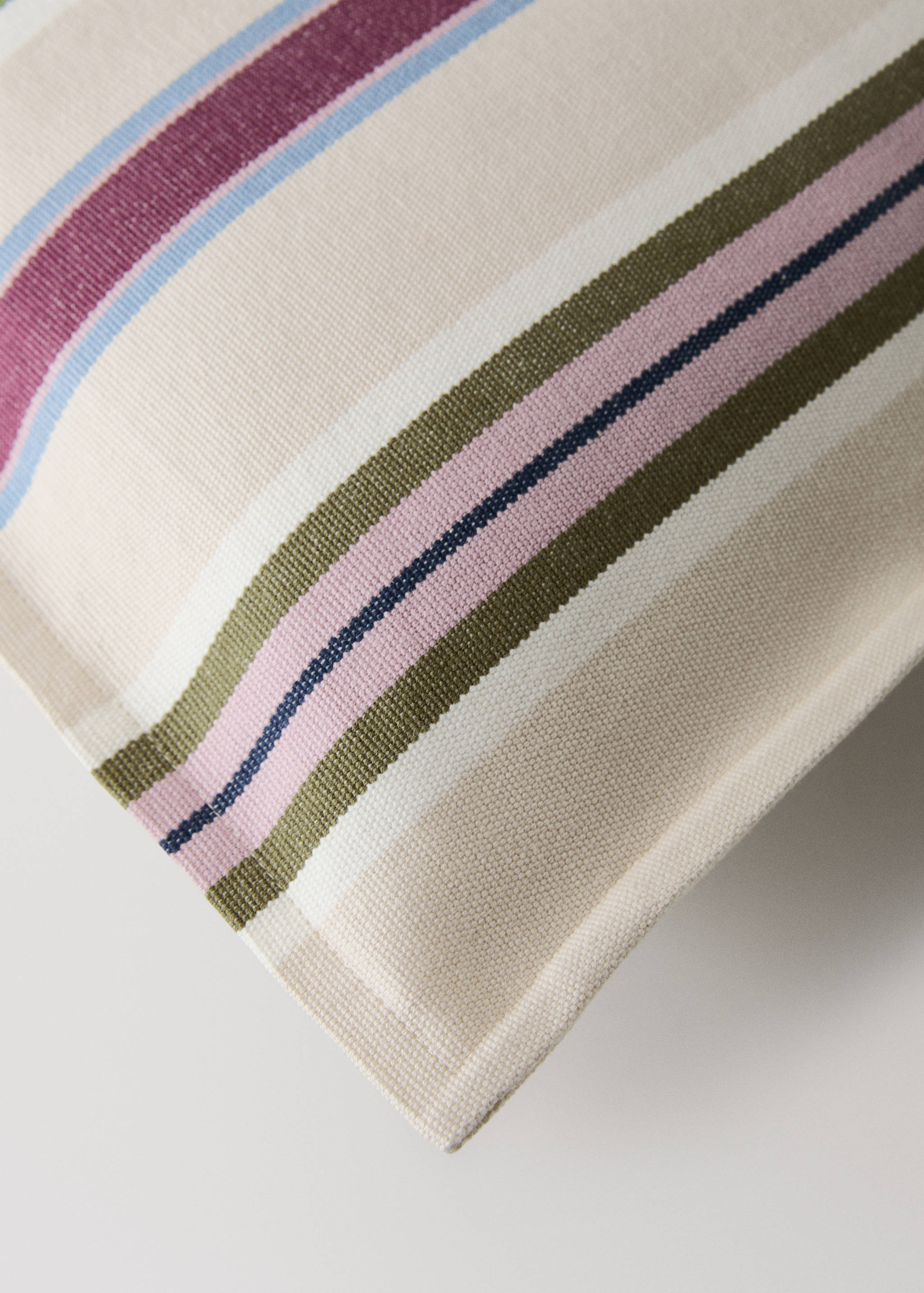 Multi-stripe cotton cushion cover with flange 50x50 cm - Details of the article 1