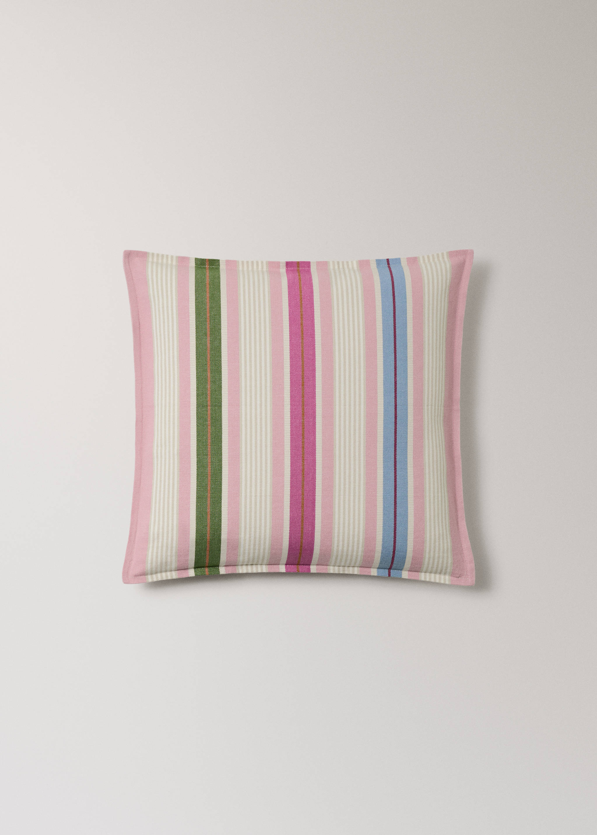 Multi-stripe cotton cushion cover with flange 50x50 cm - Article without model