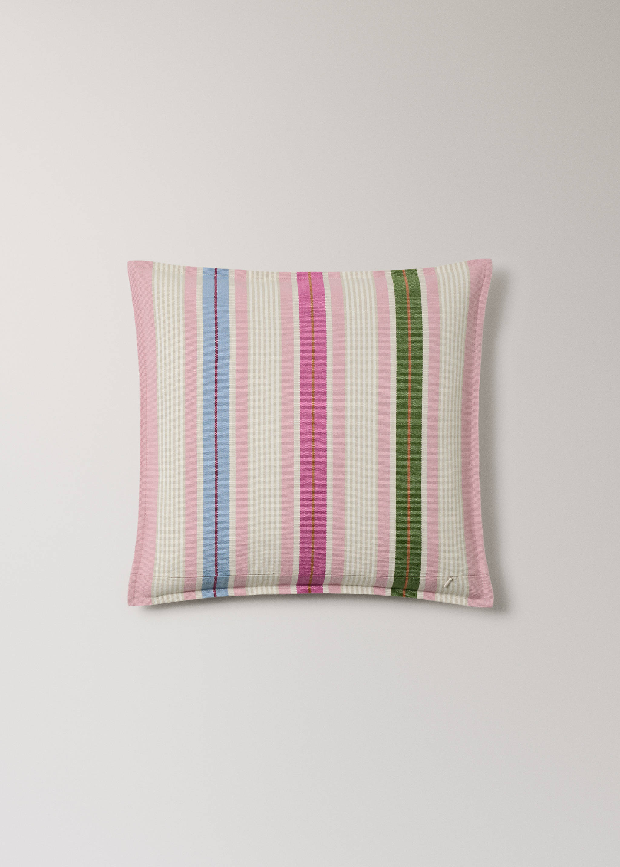 Multi-stripe cotton cushion cover with flange 50x50 cm - Details of the article 4